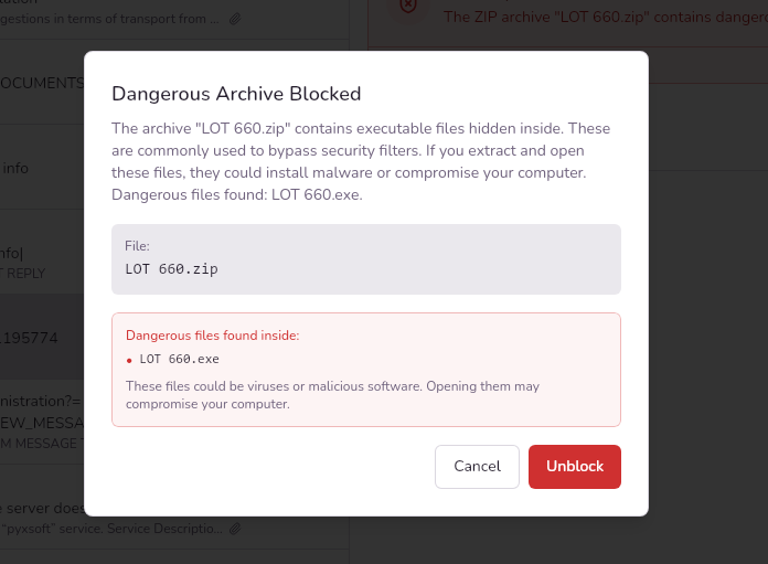 Protección de adjuntos